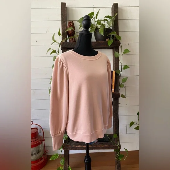 Nine West: Chic Blush Crewneck Sweater with Puff Shoulders - Picture 9 of 16
